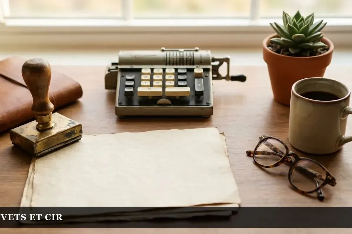 Document de brevet avec tampon et formulaire fiscal CIR